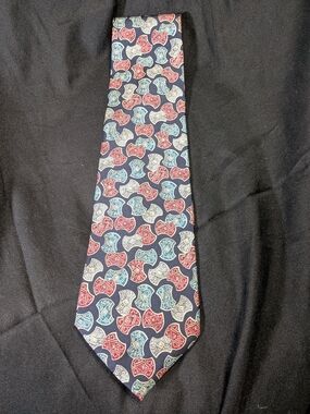Adolfo Silk Tie Navy Red Blue Patterned | Classic Dapper Stile